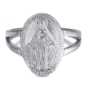 BAF0046 BOBIJOO Jewelry Ring Waisted Virgin mary Miraculous Medal 1830 Steel Silver