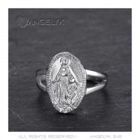 BAF0046 BOBIJOO Jewelry Ring Waisted Virgin mary Miraculous Medal 1830 Steel Silver