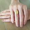 BAF0047 BOBIJOO Jewelry Ring Curved Piece Franc Sower Marianne Steel Gold