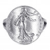 BAF0048 BOBIJOO Jewelry Ring Curved Piece Franc Sower Marianne Steel Silver