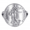 BAF0048 BOBIJOO Jewelry Ring Tailliert Stück Franc Semeuse Marianne Stahl Silber