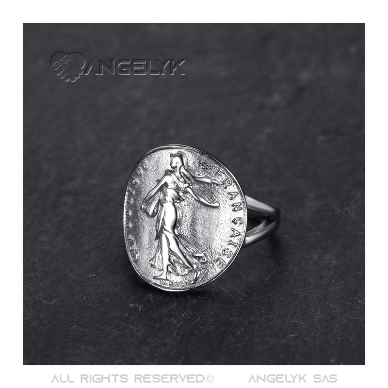Semeuse Bague 1 Franc argent RF Acier inoxydable 24 90
