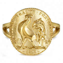 BAF0049 BOBIJOO Jewelry Ring Tailliert Stück Hahn Revers, 20 Francs Gold Marianne