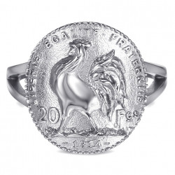 BAF0050 BOBIJOO Gioielli Anello Curvo Pezzo di Cazzo Reverse 20 Franchi Marianne Argento