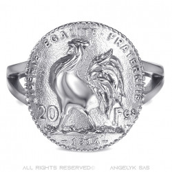 BAF0050 BOBIJOO Gioielli Anello Curvo Pezzo di Cazzo Reverse 20 Franchi Marianne Argento
