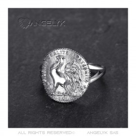 BAF0050 BOBIJOO Jewelry Ring Tailliert Stück Hahn Rückseite Der 20 Francs Marianne Silber