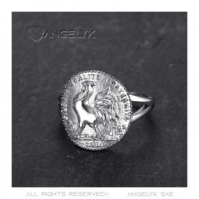 BAF0050 BOBIJOO Jewelry Ring Tailliert Stück Hahn Rückseite Der 20 Francs Marianne Silber