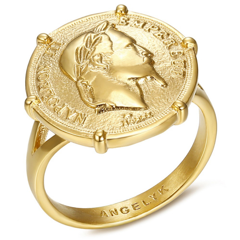 BAF0051 BOBIJOO Jewelry Ring Signet ring Set With Napoleon III Coin Louis Gold