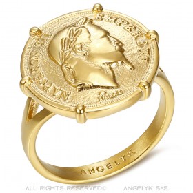 Bague Chevalière Sertie Griffée Napoleon III Pièce Louis Or bobijoo