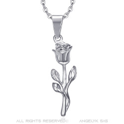 PEF0056BS BOBIJOO Jewelry Anhänger Halskette Blume Rose Love Steel Silber