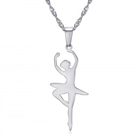 Pendentif Collier Danseuse Acier Argenté + Chaîne bobijoo