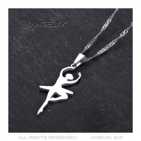 PEF0051S BOBIJOO Jewelry Pendant Necklace Dancer Silver Steel + Chain