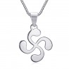 PE0182S BOBIJOO Jewelry Anhänger Man Cross Baskisch Lauburu Stahl Silber