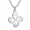 Croix basque bijoux, Pendentif collier Acier argent et Chaîne bobijoo