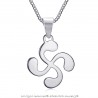 PE0182S BOBIJOO Jewelry Anhänger Man Cross Baskisch Lauburu Stahl Silber