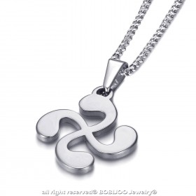 PE0182S BOBIJOO Jewelry Pendant Man Cross Basque Lauburu Steel Silver