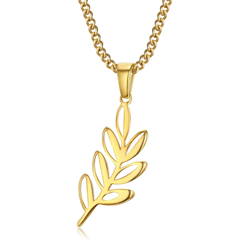 PE0293 BOBIJOO Jewelry Acacia Tweety Leaf Pendant and Gold Freemasonry