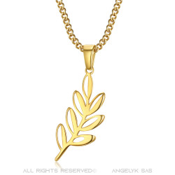 PE0293 BOBIJOO Jewelry Acacia Tweety Leaf Pendant and Gold Freemasonry