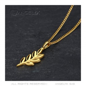 PE0293 BOBIJOO Jewelry Acacia Tweety Leaf Pendant and Gold Freemasonry