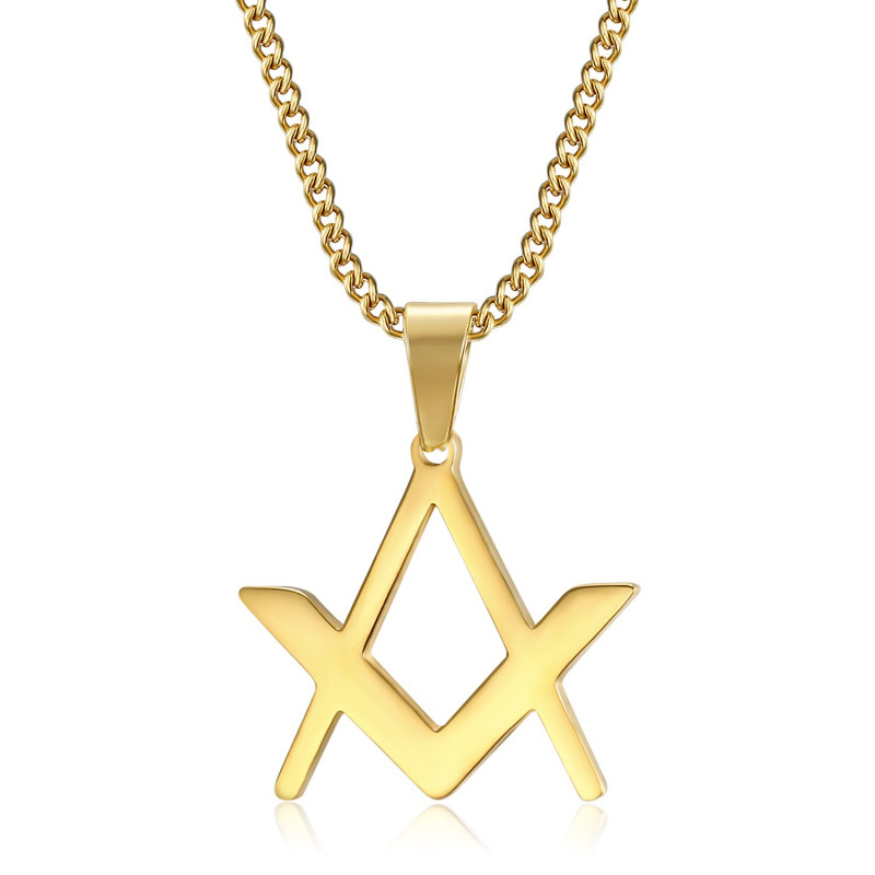 PE0297 BOBIJOO Jewelry Discreet Freemasonry Pendant Compass Square Gold