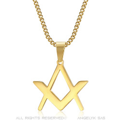 PE0297 BOBIJOO Jewelry Discreet Freemasonry Pendant Compass Square Gold