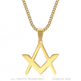 PE0297 BOBIJOO Jewelry Discreet Freemasonry Pendant Compass Square Gold