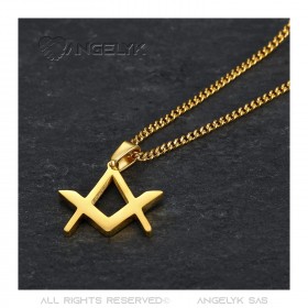 PE0297 BOBIJOO Jewelry Discreet Freemasonry Pendant Compass Square Gold