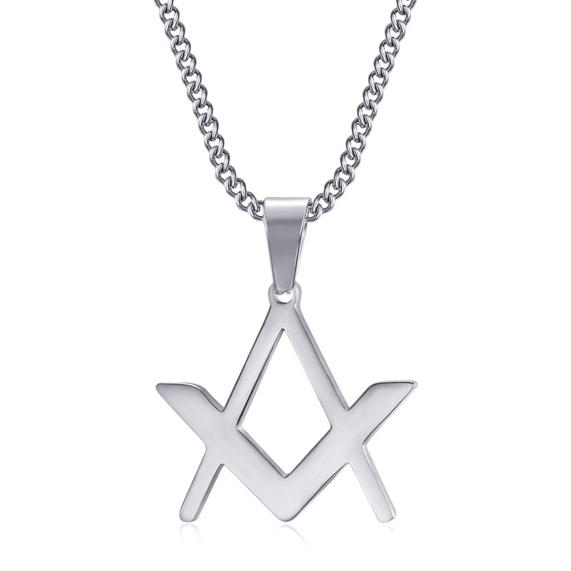 PE0298 BOBIJOO Jewelry Discreet Freemasonry Pendant Compass Square Silver