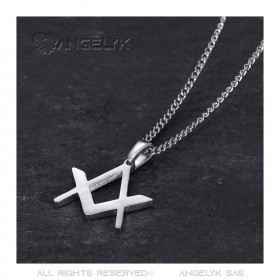 PE0298 BOBIJOO Jewelry Discreet Freemasonry Pendant Compass Square Silver