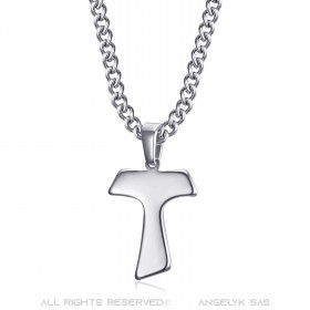 PE0302 BOBIJOO Gioielli Ciondolo Croce di Sant'Antonio Tau Argento