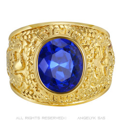 BA0382 BOBIJOO Jewelry Anillo American University USA Acero Oro