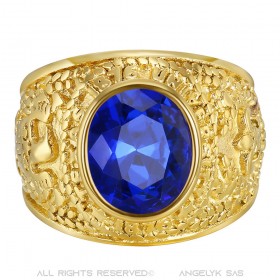 BA0382 BOBIJOO Jewelry American University Ring USA Steel Gold