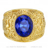 BA0382 BOBIJOO Gioielli American University Ring USA Steel Gold