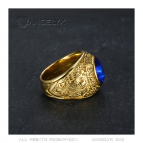 BA0382 BOBIJOO Jewelry Anillo American University USA Acero Oro