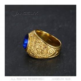 BA0382 BOBIJOO Jewelry American University Ring USA Steel Gold