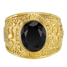 BA0382 BOBIJOO Gioielli American University Ring USA Steel Gold