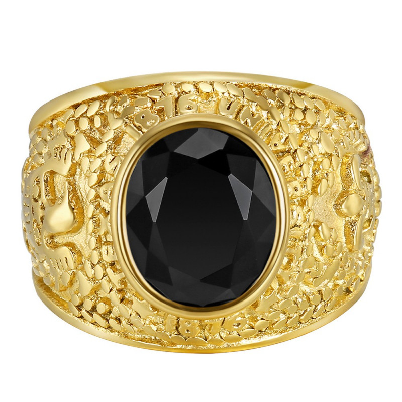 BA0382 BOBIJOO Jewelry Amerikanischer Universitätsring USA Steel Gold