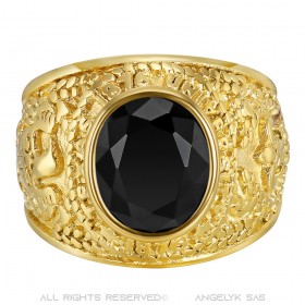 BA0382 BOBIJOO Gioielli American University Ring USA Steel Gold