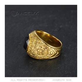 BA0382 BOBIJOO Jewelry American University Ring USA Steel Gold