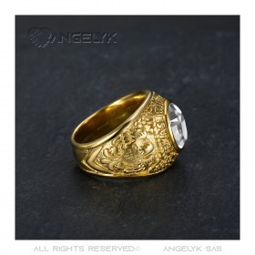 Bague Universitaire Américaine USA Acier Or bobijoo