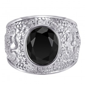 BA0383 BOBIJOO Jewelry American University Ring USA Steel Silver