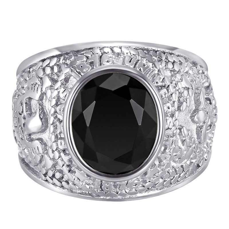 BA0383 BOBIJOO Jewelry American University Ring USA Steel Silver