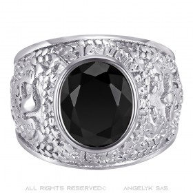 BA0383 BOBIJOO Jewelry American University Ring USA Steel Silver