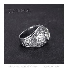 Bague Universitaire Américaine USA Acier Argent bobijoo