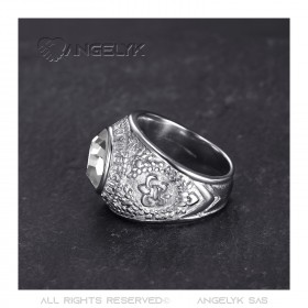 Bague Universitaire Américaine USA Acier Argent bobijoo