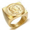 BA0384 BOBIJOO Jewelry Napoleon Ring quadratischer Siegelring Stahl Gold