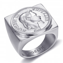 BA0385 BOBIJOO Jewelry Anillo napoleón anillo de sello cuadrado acero plata