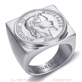 BA0385 BOBIJOO Jewelry Napoleon ring square signet ring steel silver