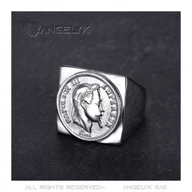 BA0385 BOBIJOO Jewelry Napoleon ring square signet ring steel silver