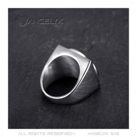 Anello Napoleone anello con sigillo quadrato acciaio argento bobijoo